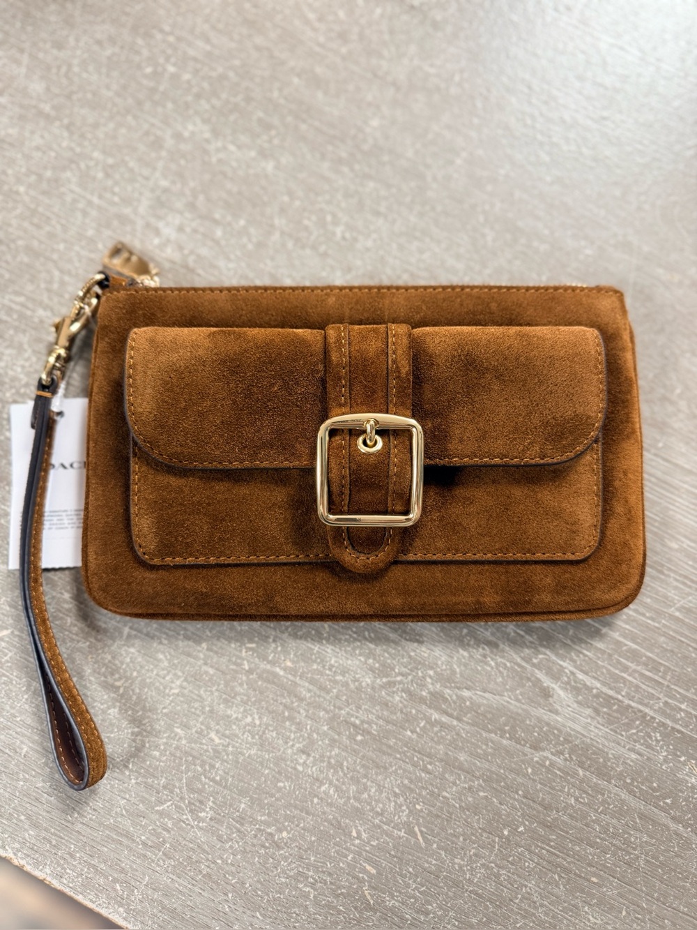 Coach Ashton Wristlet NWT in brown suede